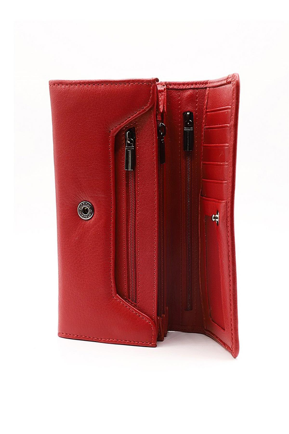 Grande Hakiki Deri Kadın Cüzdan Kırmızı 2615