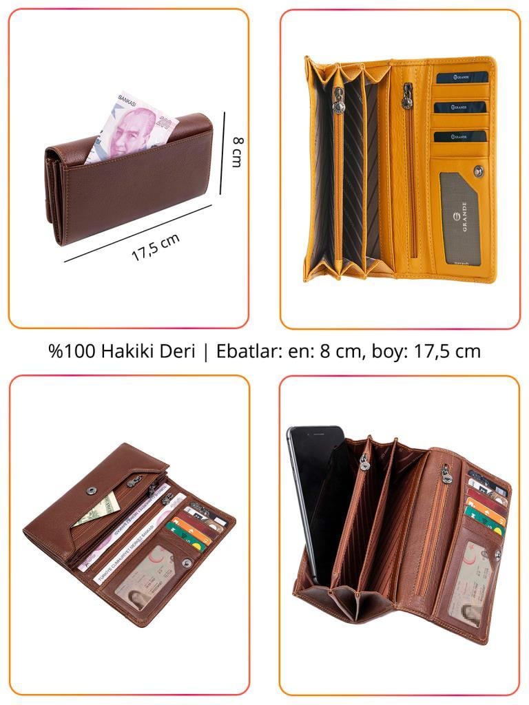 Grande Hakiki Deri Kadın Cüzdan Kırmızı 2615