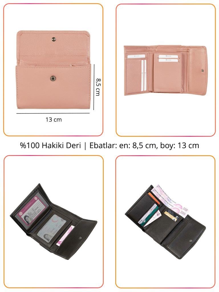 Grande Hakiki Deri Kadın Cüzdan Mavi 2620