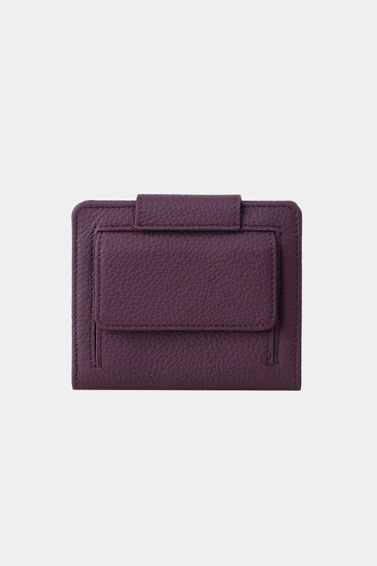 Grande Hakiki Deri Kadın Cüzdan Mürdüm 2818