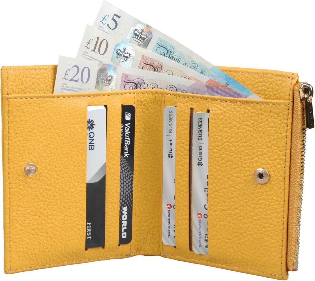 Grande Hakiki Deri Kadın Cüzdan Sarı 2805