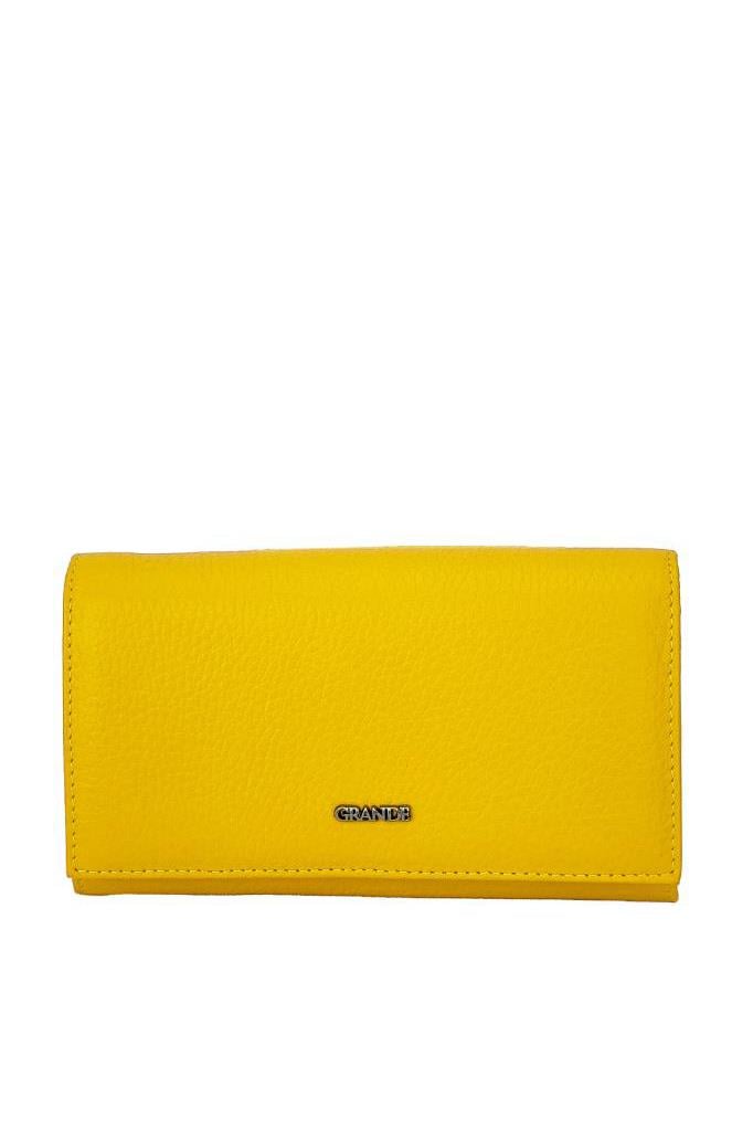 Grande Hakiki Deri Kadın Cüzdan Sarı 2604