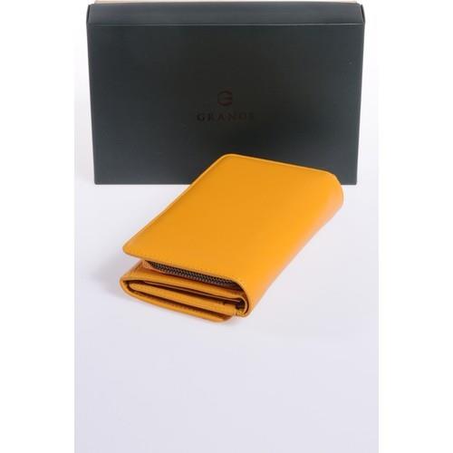 Grande Hakiki Deri Kadın Cüzdan Sarı 2725