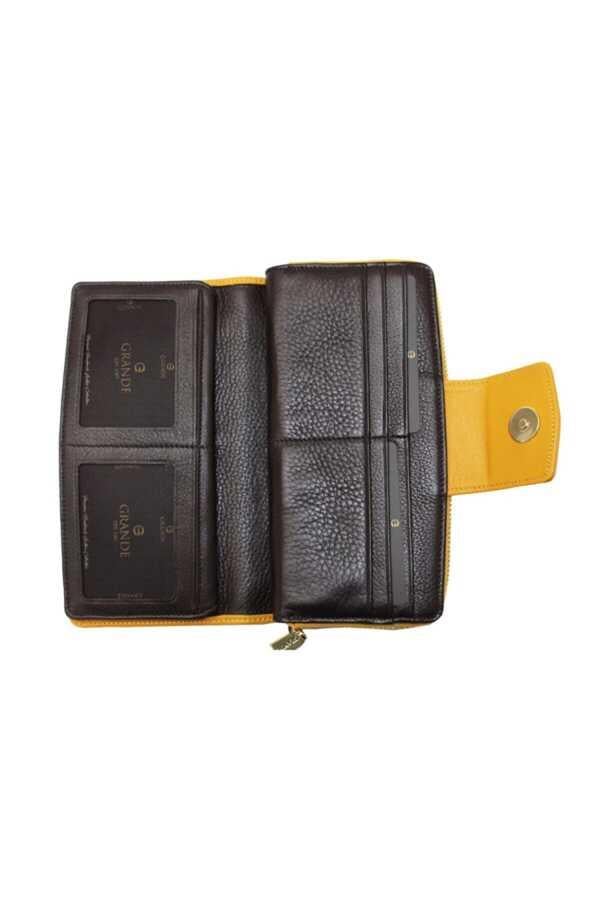 Grande Hakiki Deri Kadın Cüzdan Sarı 2714