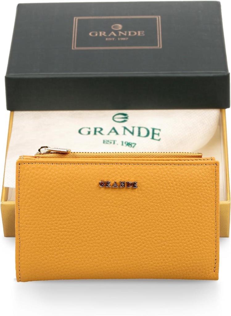 Grande Hakiki Deri Kadın Cüzdan Sarı 2804