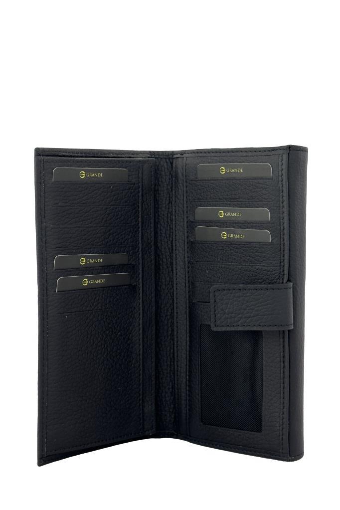 Grande Hakiki Deri Kadın Cüzdan Siyah 2662