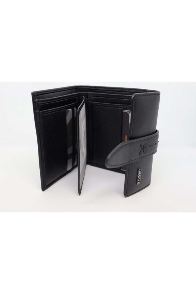 Grande Hakiki Deri Kadın Cüzdan Siyah 2633