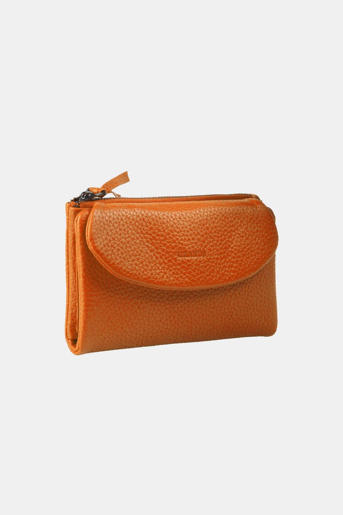 Grande Hakiki Deri Kadın Cüzdan Turuncu 2813