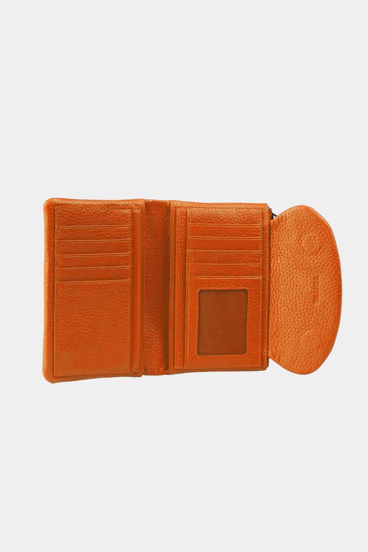 Grande Hakiki Deri Kadın Cüzdan Turuncu 2813