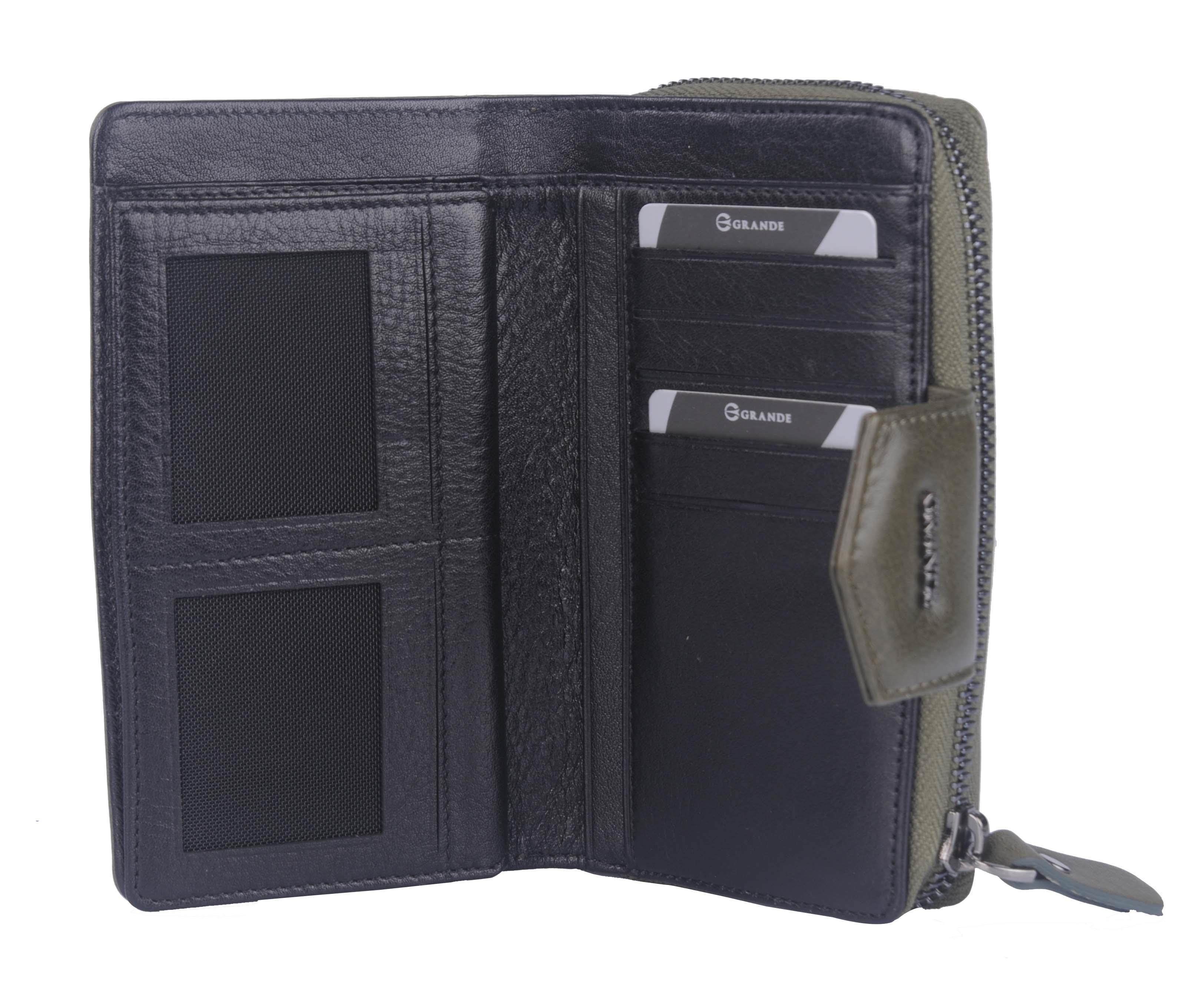 Grande Hakiki Deri Kadın Cüzdan Yeşil 2716