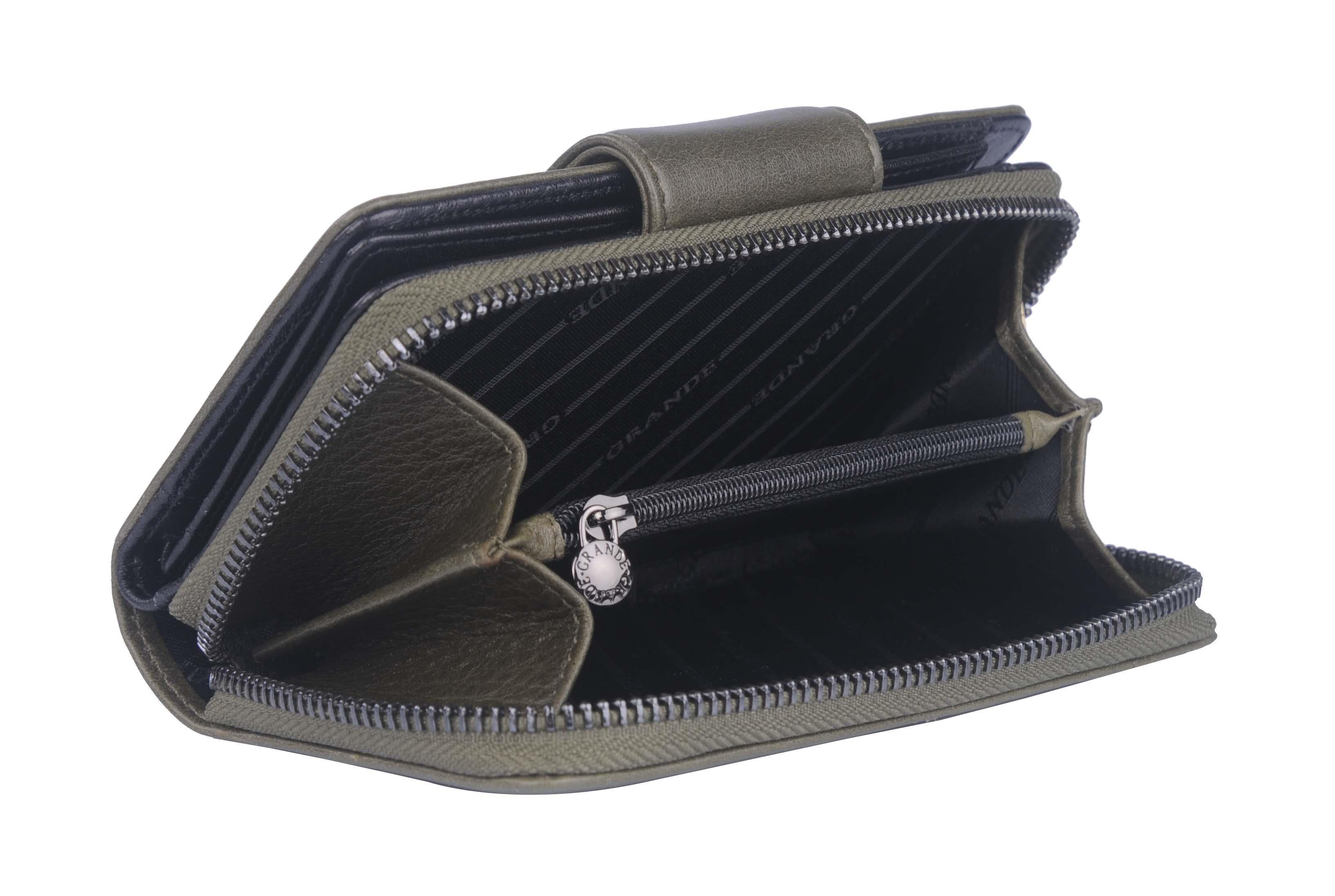 Grande Hakiki Deri Kadın Cüzdan Yeşil 2716