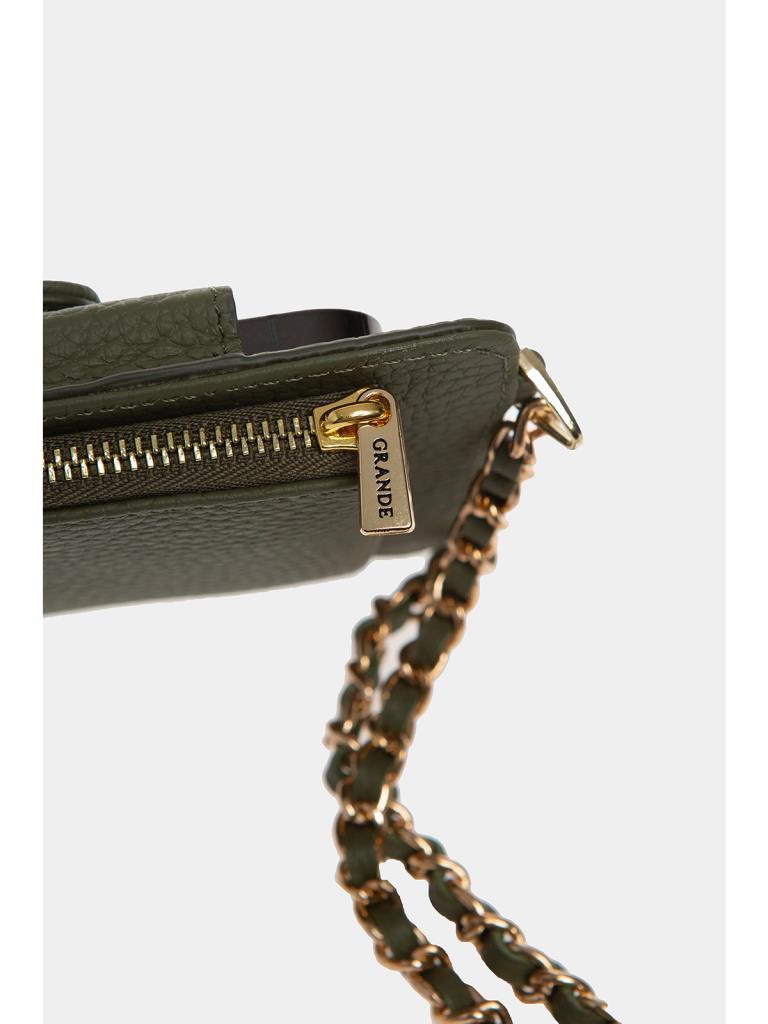 Grande Hakiki Deri Kadın Telefon Çantası Yeşil 2783