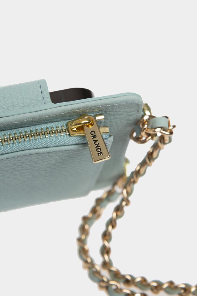 Grande Hakiki Deri Kadın Telefon Çantası Mint 2783