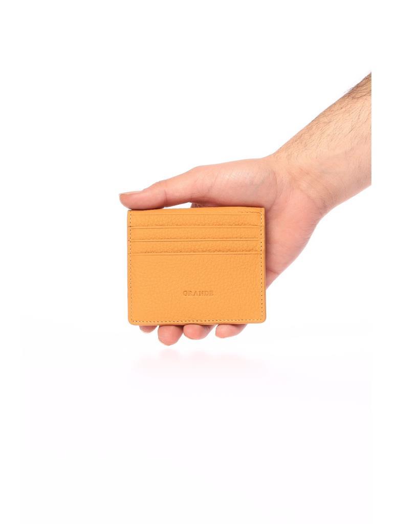 Grande Hakiki Deri Kartlık Cüzdan Sarı 762