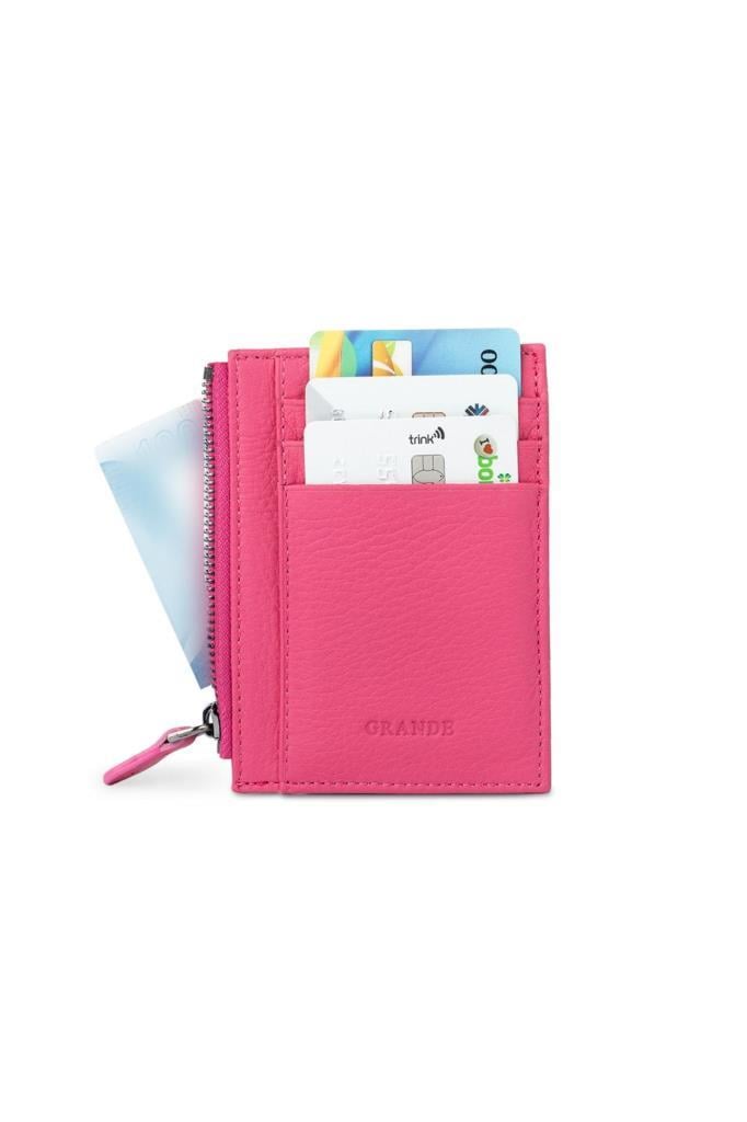 Grande Hakiki Deri Kartlık Fuşya 853