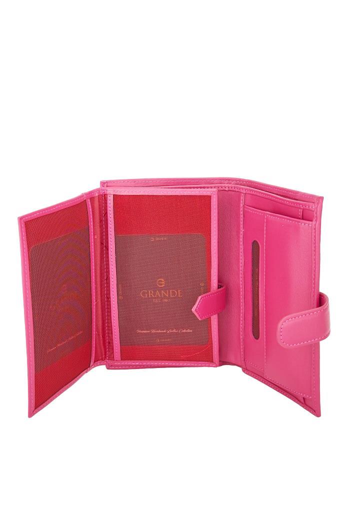 Grande Hakiki Deri Unısex Cüzdan Fuşya 3106