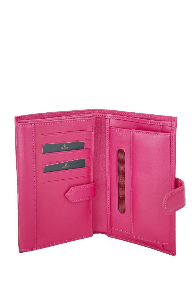 Grande Hakiki Deri Unısex Cüzdan Fuşya 3106