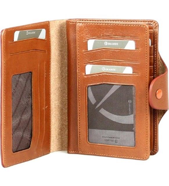 Grande Hakiki Deri Unisex Cüzdan Koyu Taba 2745
