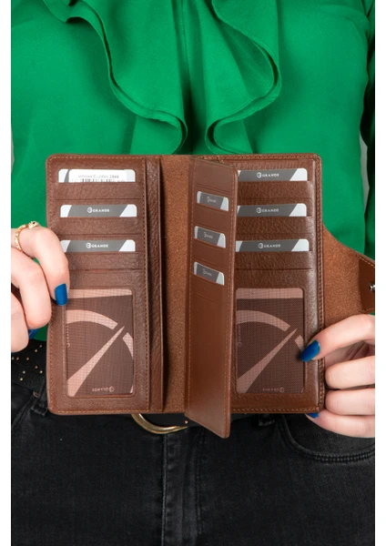 Grande Hakiki Deri Unısex Cüzdan Taba 2644