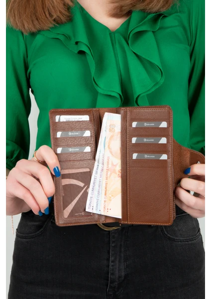 Grande Hakiki Deri Unısex Cüzdan Taba 2644