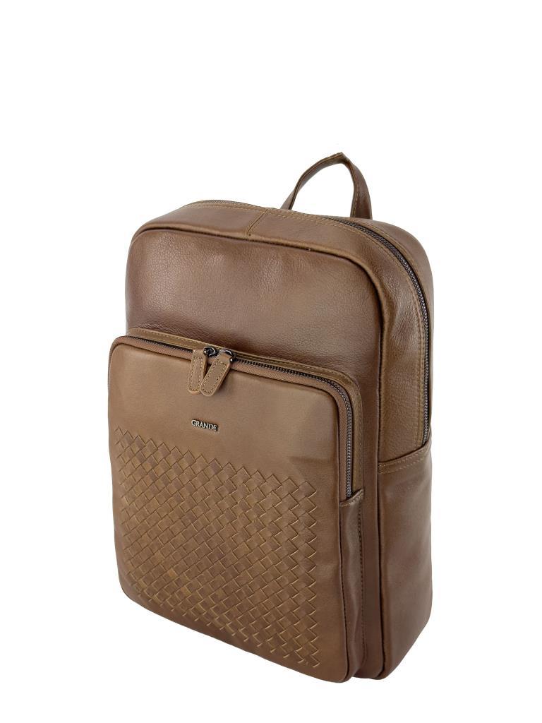 Grande Unisex Hakiki Deri Sırt Çantası Taba 8000