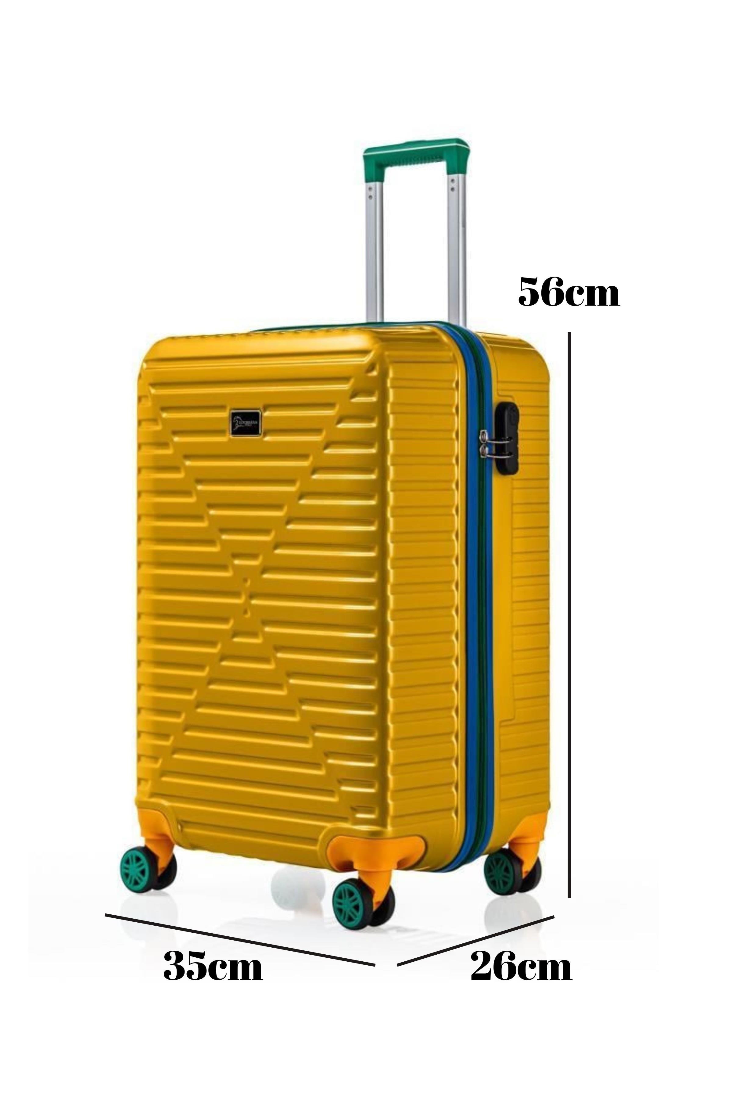 Kabin Boy %100 Polikarbon Valiz 4x2 Teker Sarı 1088