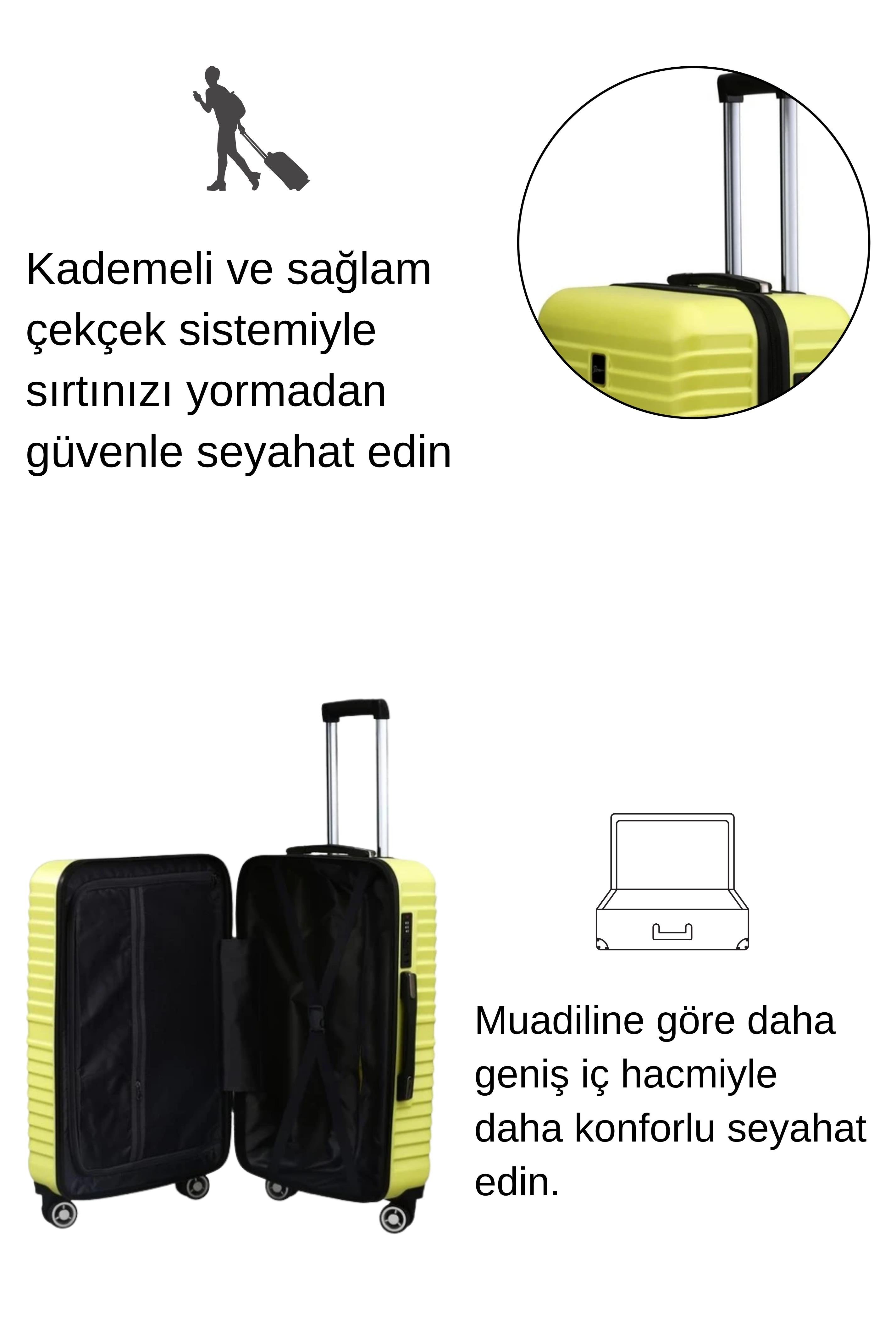 Kabin Boy %100 Polikarbon Valiz Sarı 1811