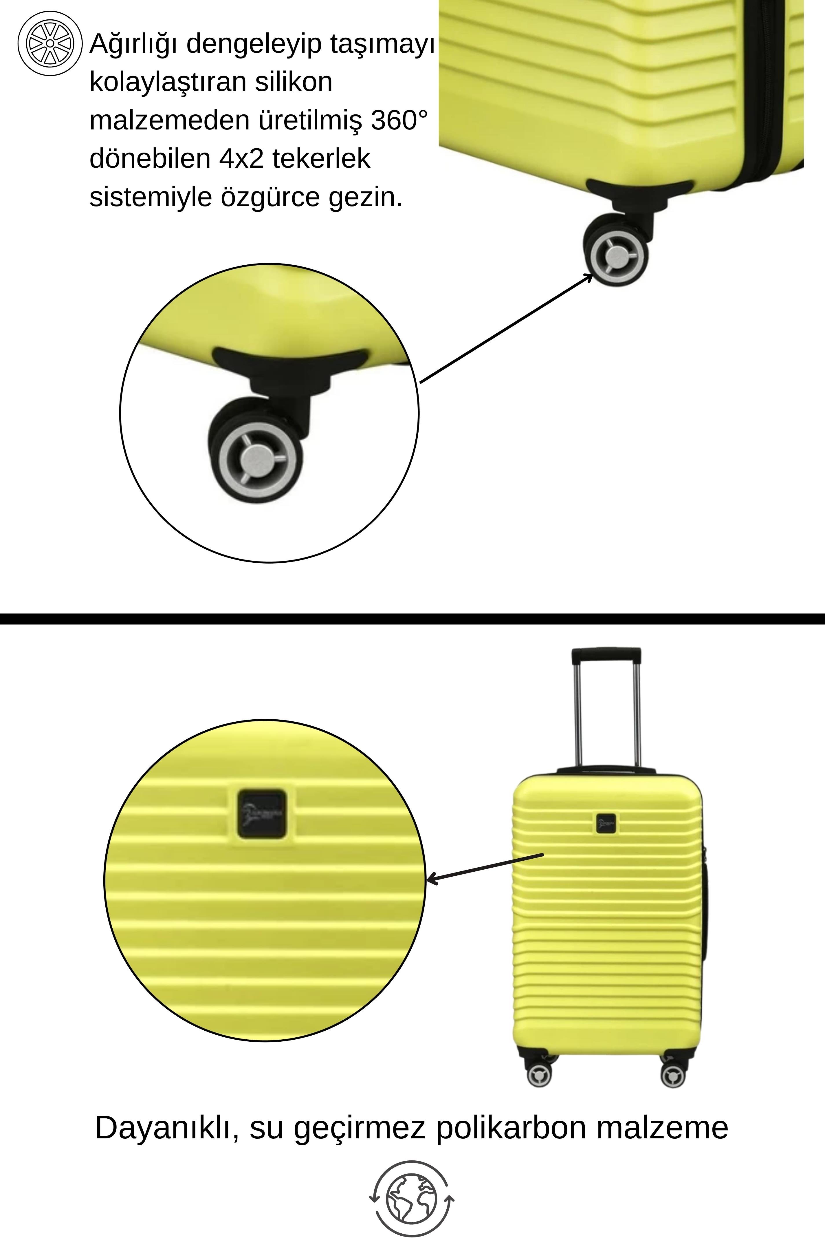 Kabin Boy %100 Polikarbon Valiz Sarı 1811