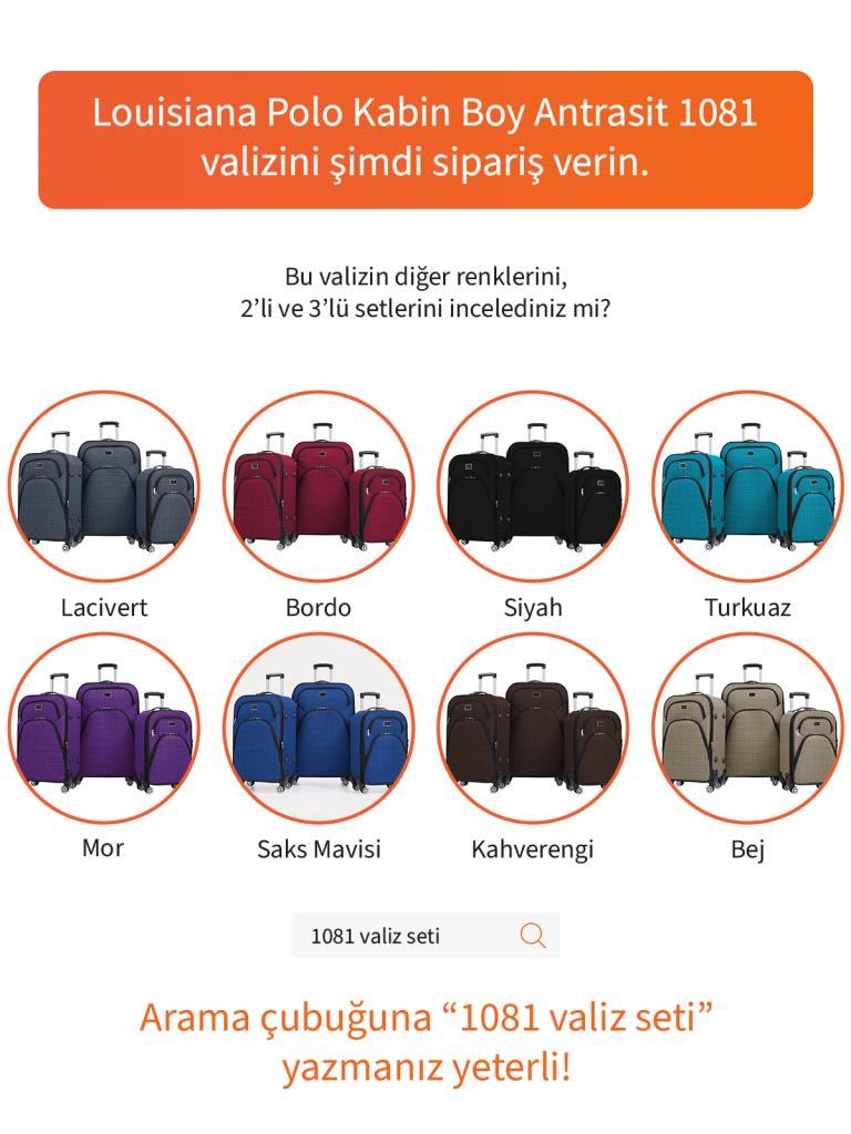 Kabin Boy 4 Teker Kumaş Valiz Antrasit 1081