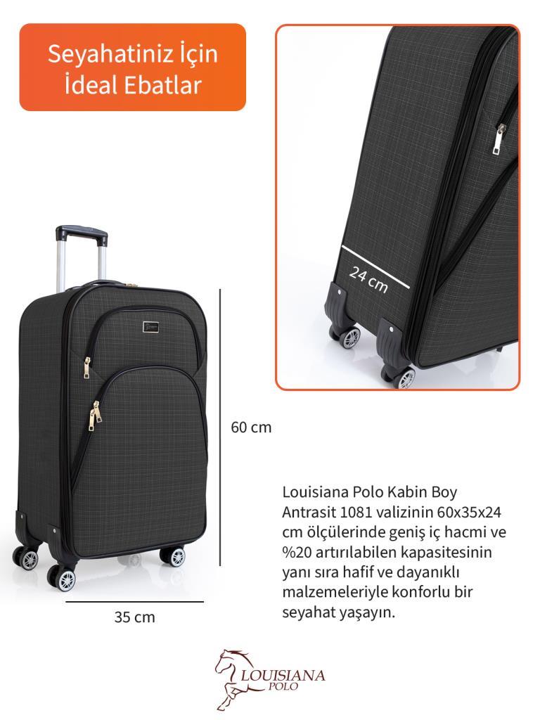Kabin Boy 4 Teker Kumaş Valiz Antrasit 1081