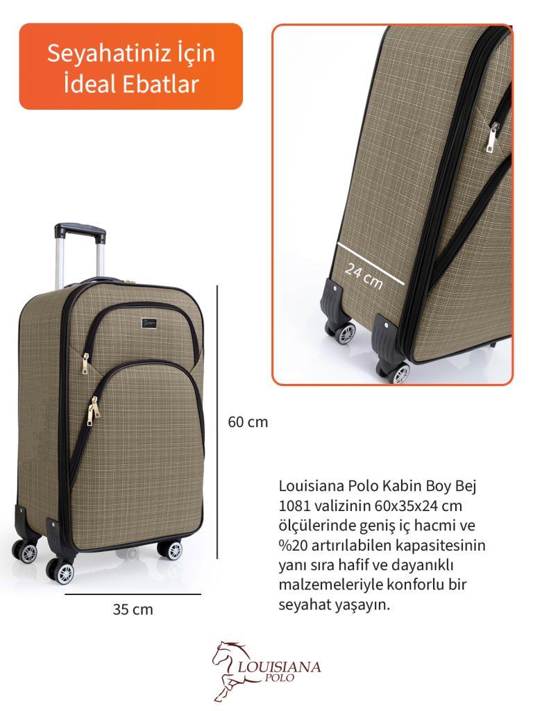 Kabin Boy 4 Teker Kumaş Valiz Bej 1081