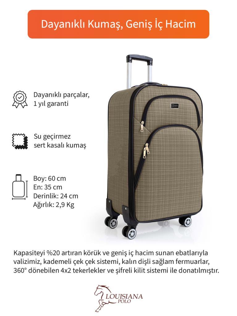 Kabin Boy 4 Teker Kumaş Valiz Bej 1081