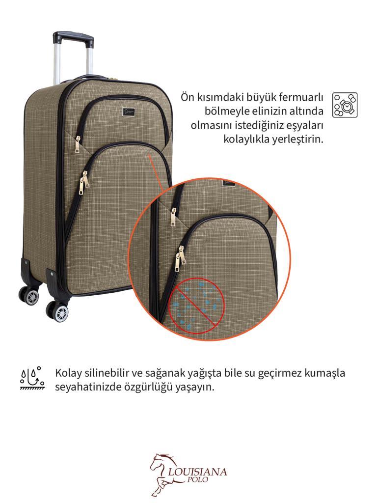 Kabin Boy 4 Teker Kumaş Valiz Bej 1081