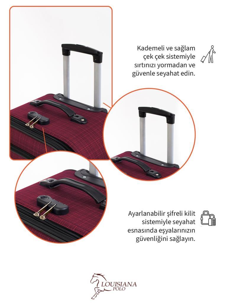 Kabin Boy 4 Teker Kumaş Valiz Bordo 1081