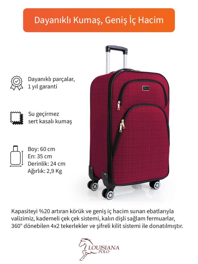 Kabin Boy 4 Teker Kumaş Valiz Bordo 1081