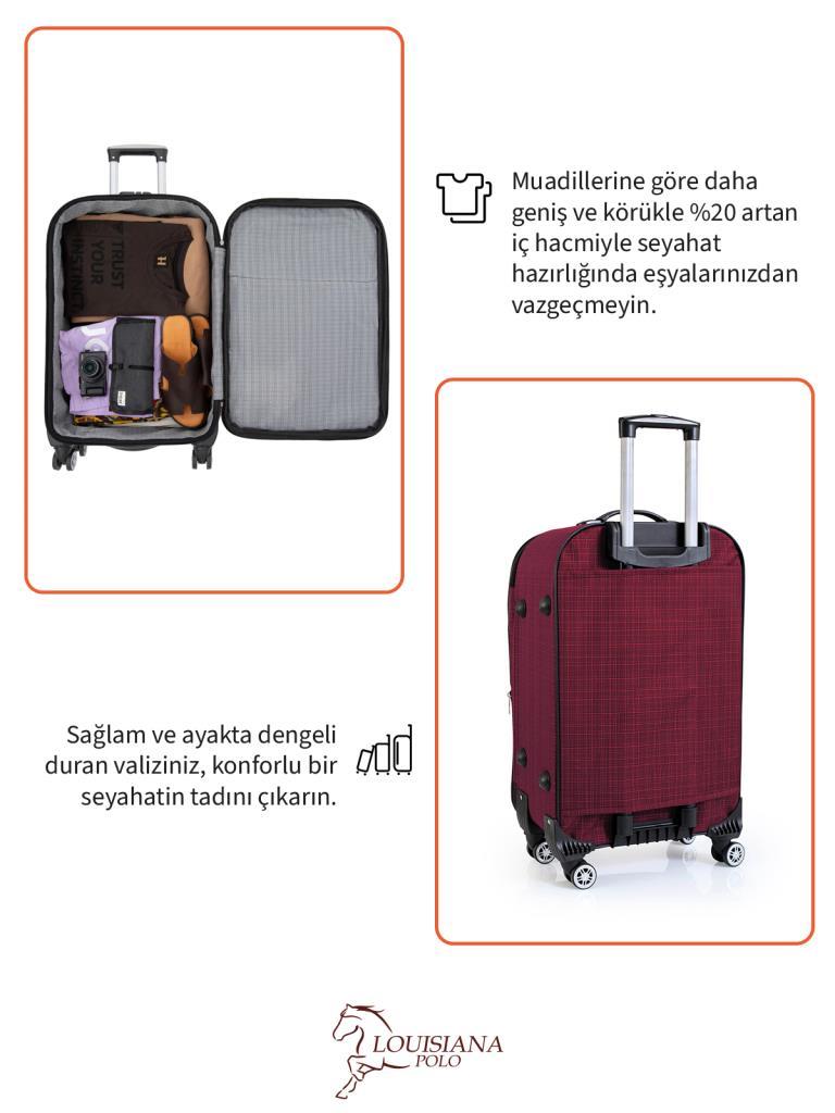 Kabin Boy 4 Teker Kumaş Valiz Bordo 1081