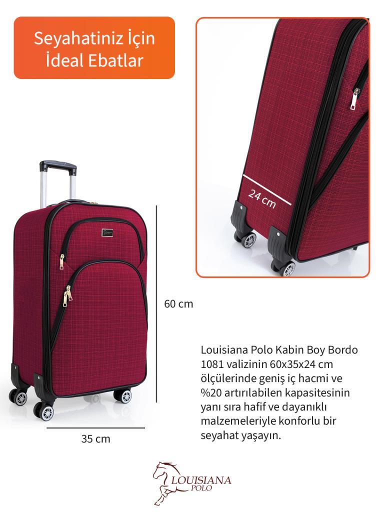 Kabin Boy 4 Teker Kumaş Valiz Bordo 1081