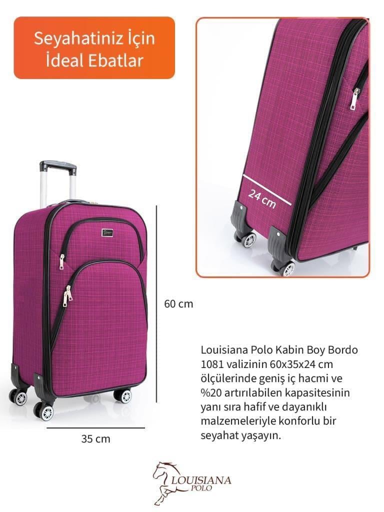Kabin Boy 4 Teker Kumaş Valiz Fuşya 1081