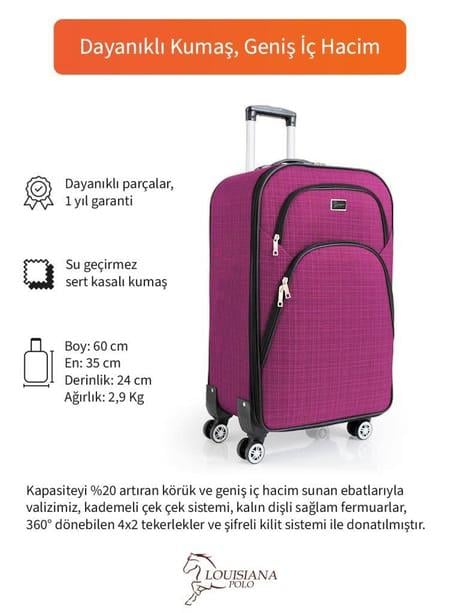 Kabin Boy 4 Teker Kumaş Valiz Fuşya 1081
