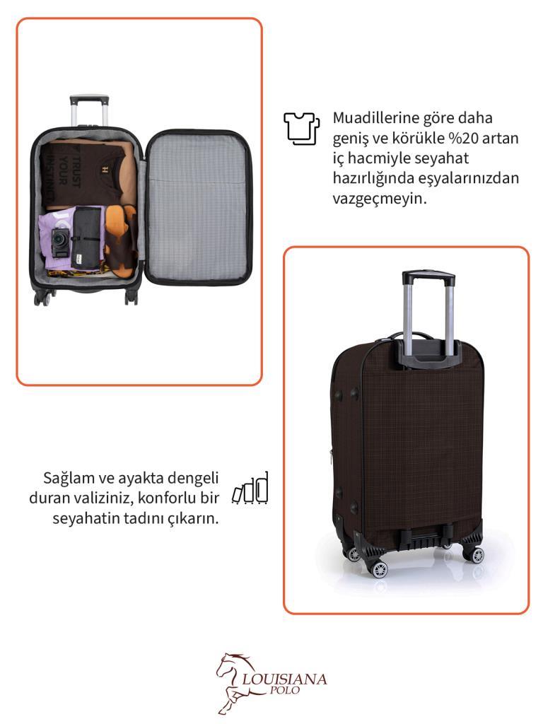 Kabin Boy 4 Teker Kumaş Valiz Kahve 1081