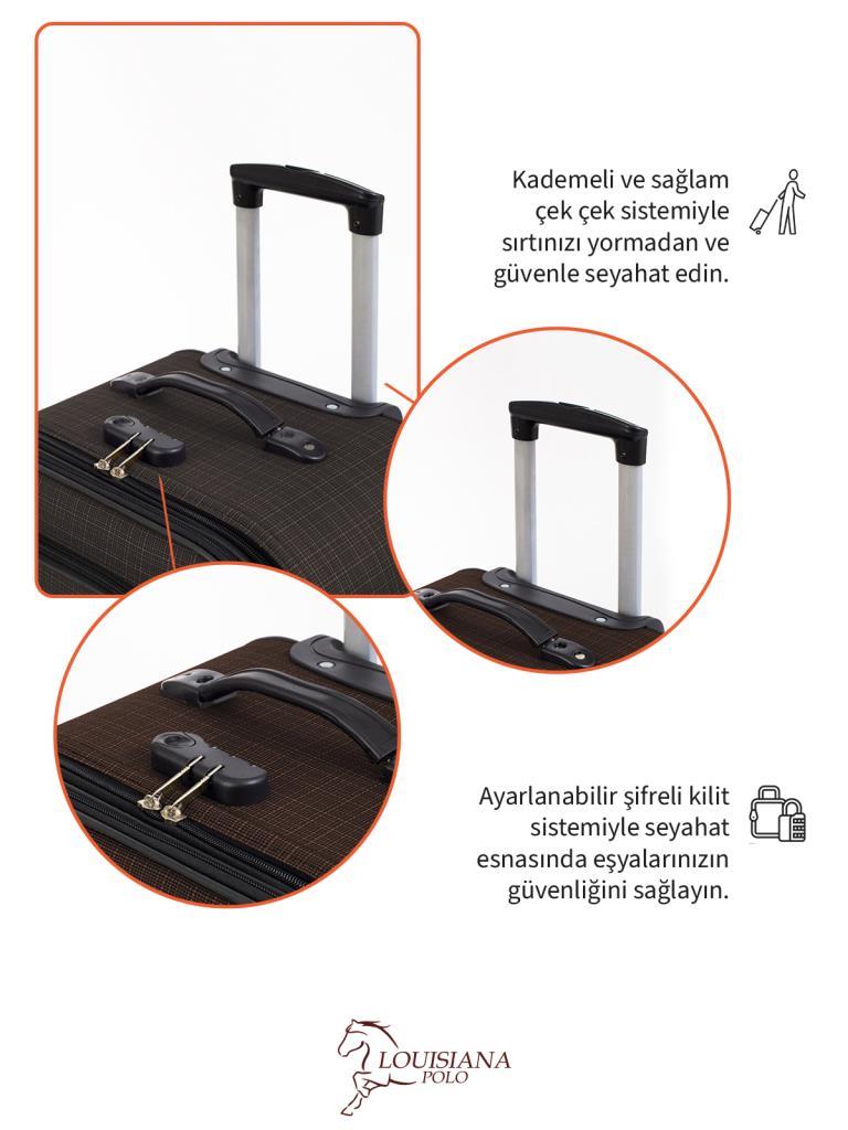 Kabin Boy 4 Teker Kumaş Valiz Kahve 1081