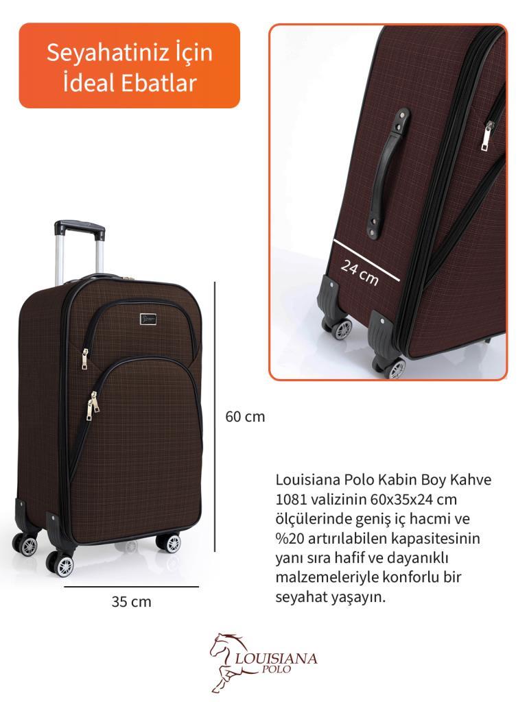 Kabin Boy 4 Teker Kumaş Valiz Kahve 1081