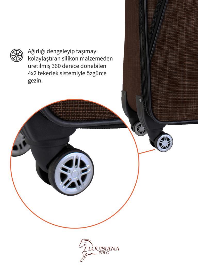 Kabin Boy 4 Teker Kumaş Valiz Kahve 1081