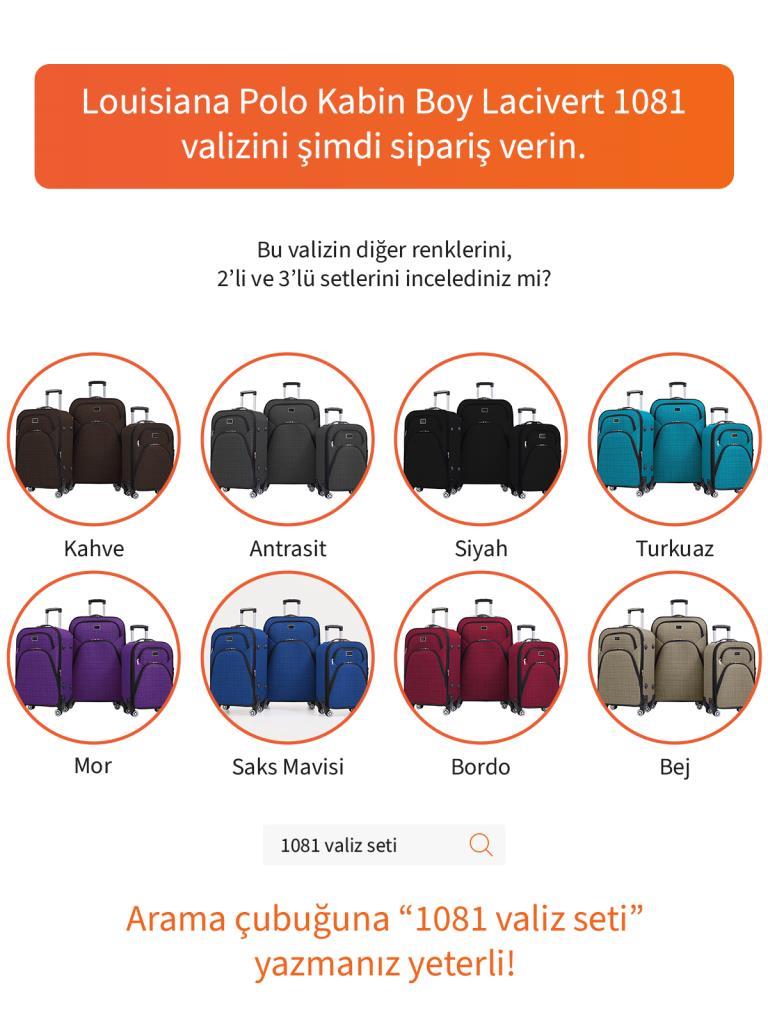 Kabin Boy 4 Teker Kumaş Valiz Lacivert 1081