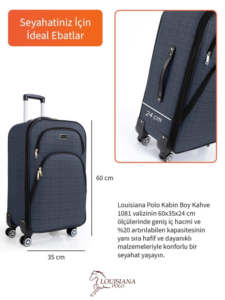 Kabin Boy 4 Teker Kumaş Valiz Lacivert 1081
