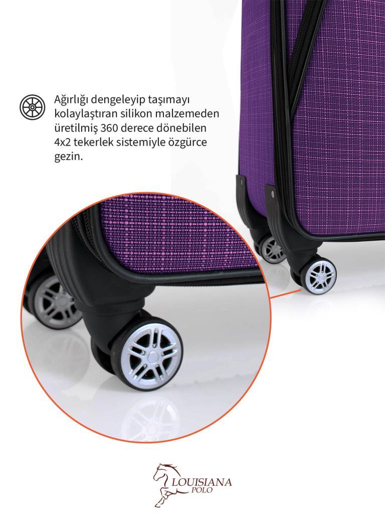 Kabin Boy 4 Teker Kumaş Valiz Mor 1081