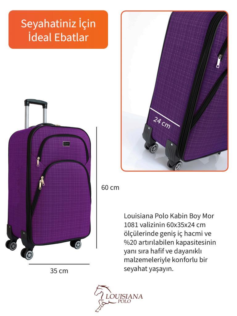 Kabin Boy 4 Teker Kumaş Valiz Mor 1081
