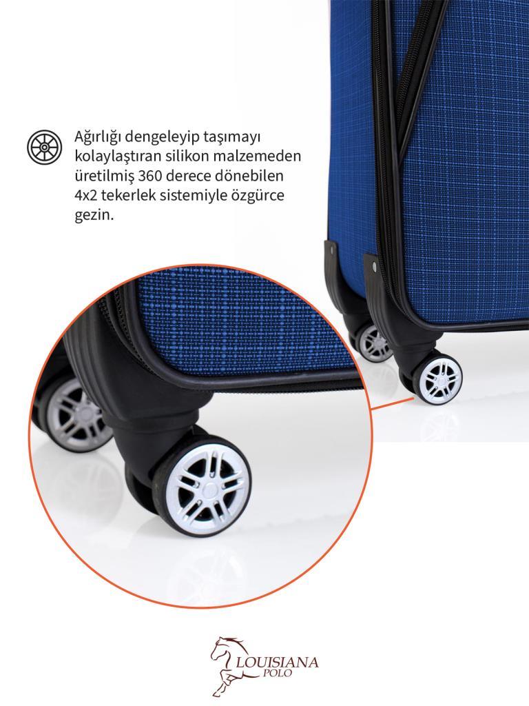 Kabin Boy 4 Teker Kumaş Valiz Saks Mavi 1081