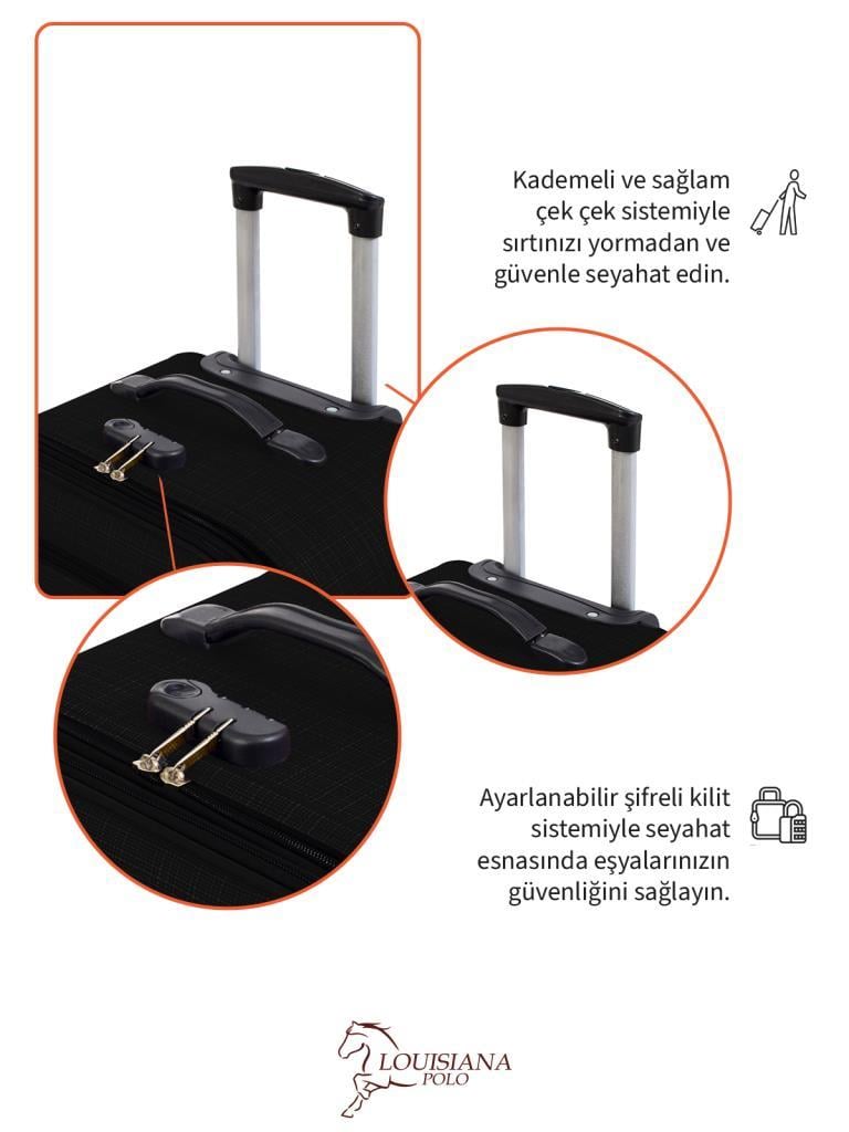 Kabin Boy 4 Teker Kumaş Valiz Siyah 1081