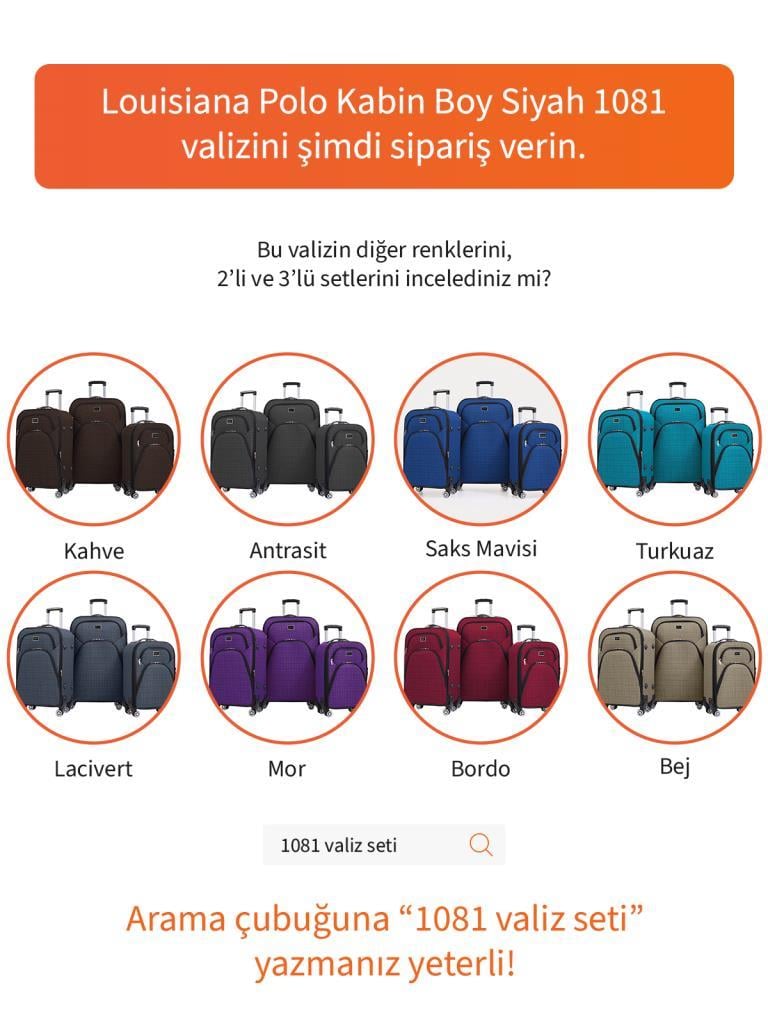 Kabin Boy 4 Teker Kumaş Valiz Siyah 1081